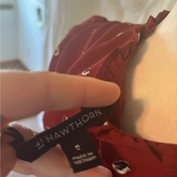 41 Hawthorn Red Blouse with Relaxed Fit and Buttoned Style - Picture 2 of 5